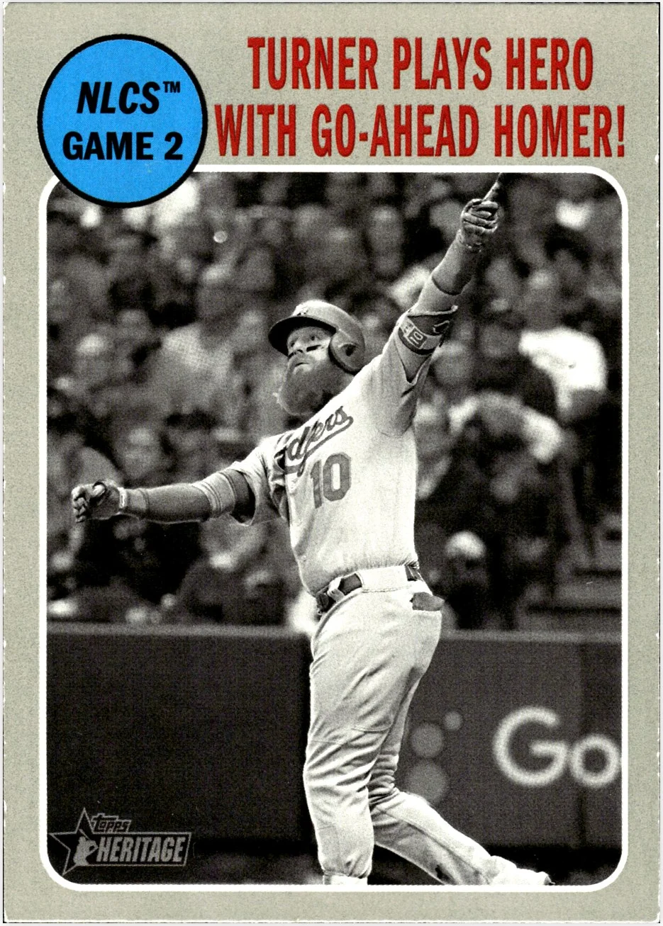 Turner Plays Hero with Go-Ahead Homer! 2019 Topps Heritage #195 baseball card - Front