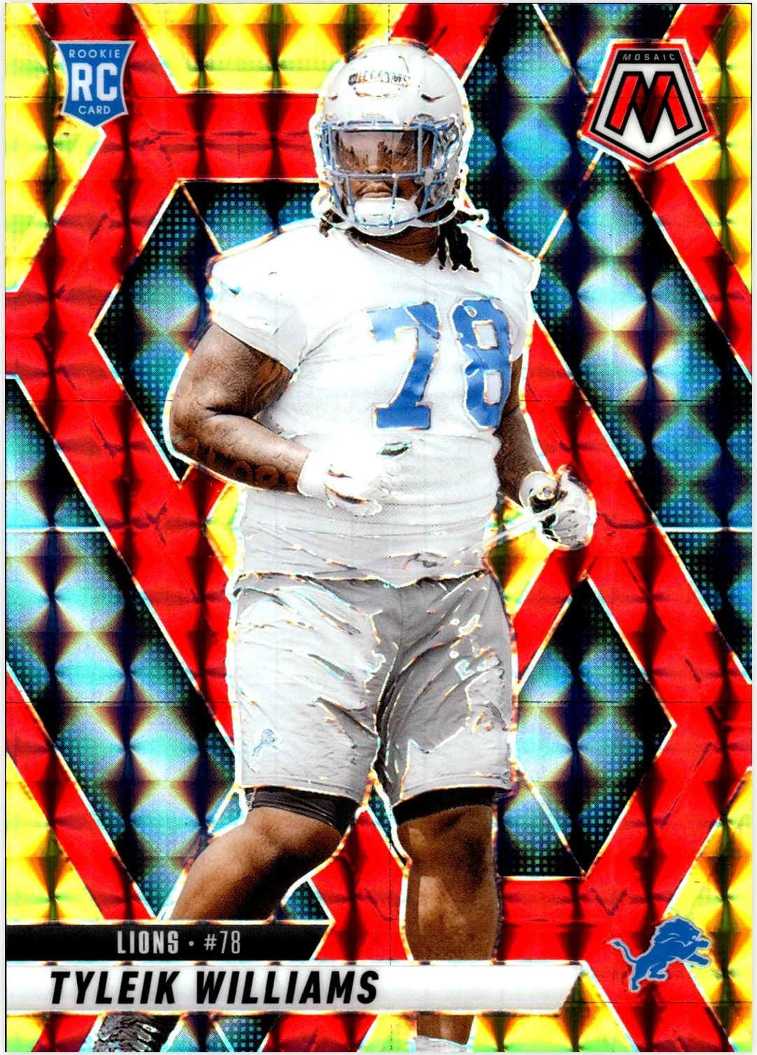 Tyleik Williams Rookie Card 2025 Panini Mosaic #397 Mosaic Red & Yellow football rookie card - Front