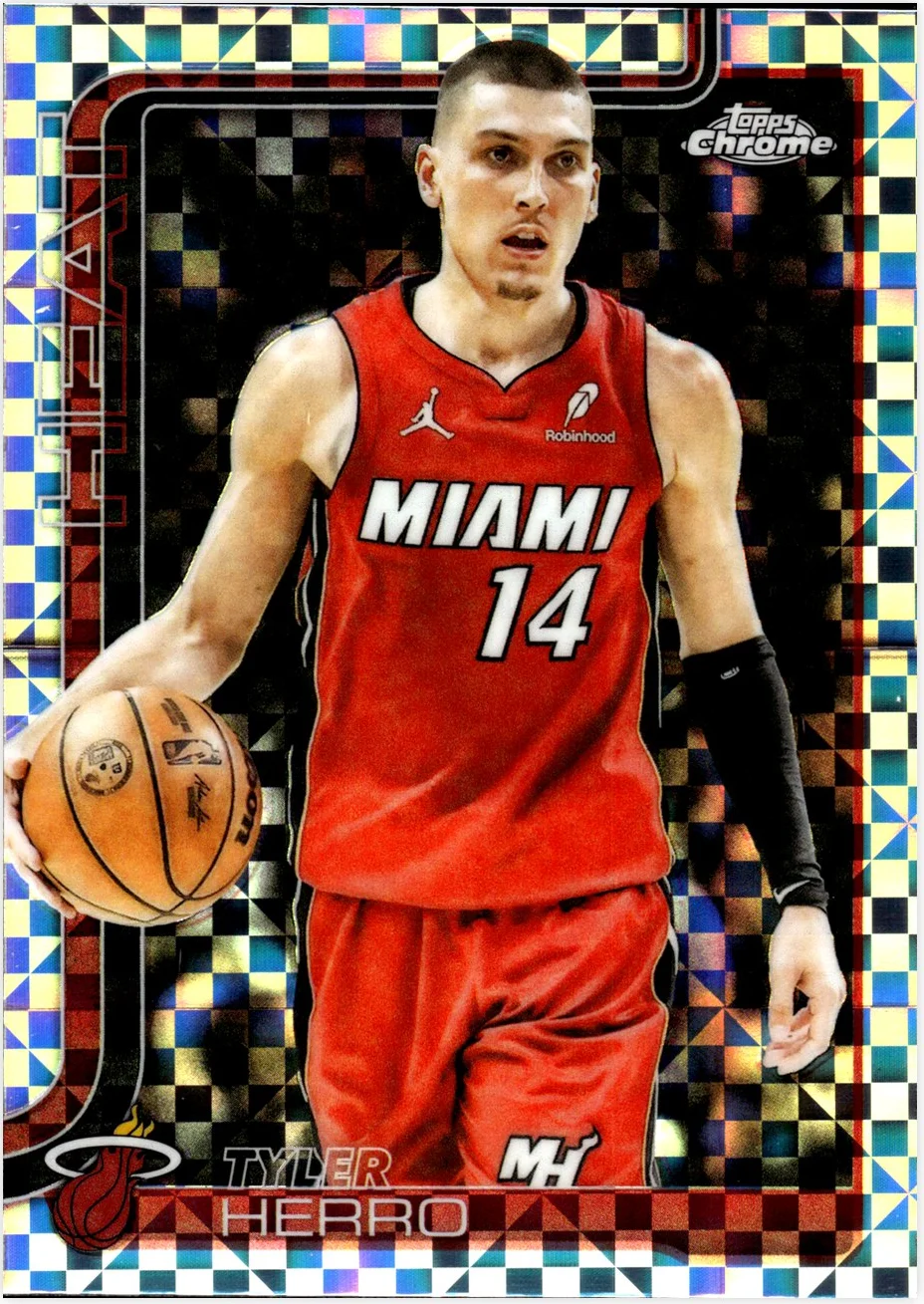 Tyler Herro 2025-26 Topps Chrome #188 X-Fractor basketball card - Front