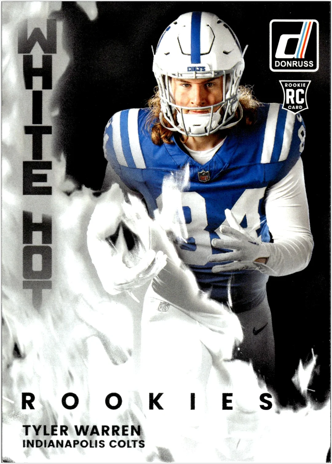 Tyler Warren 2025 Donruss #WHR-TWR White Hot Rookies football card - Front