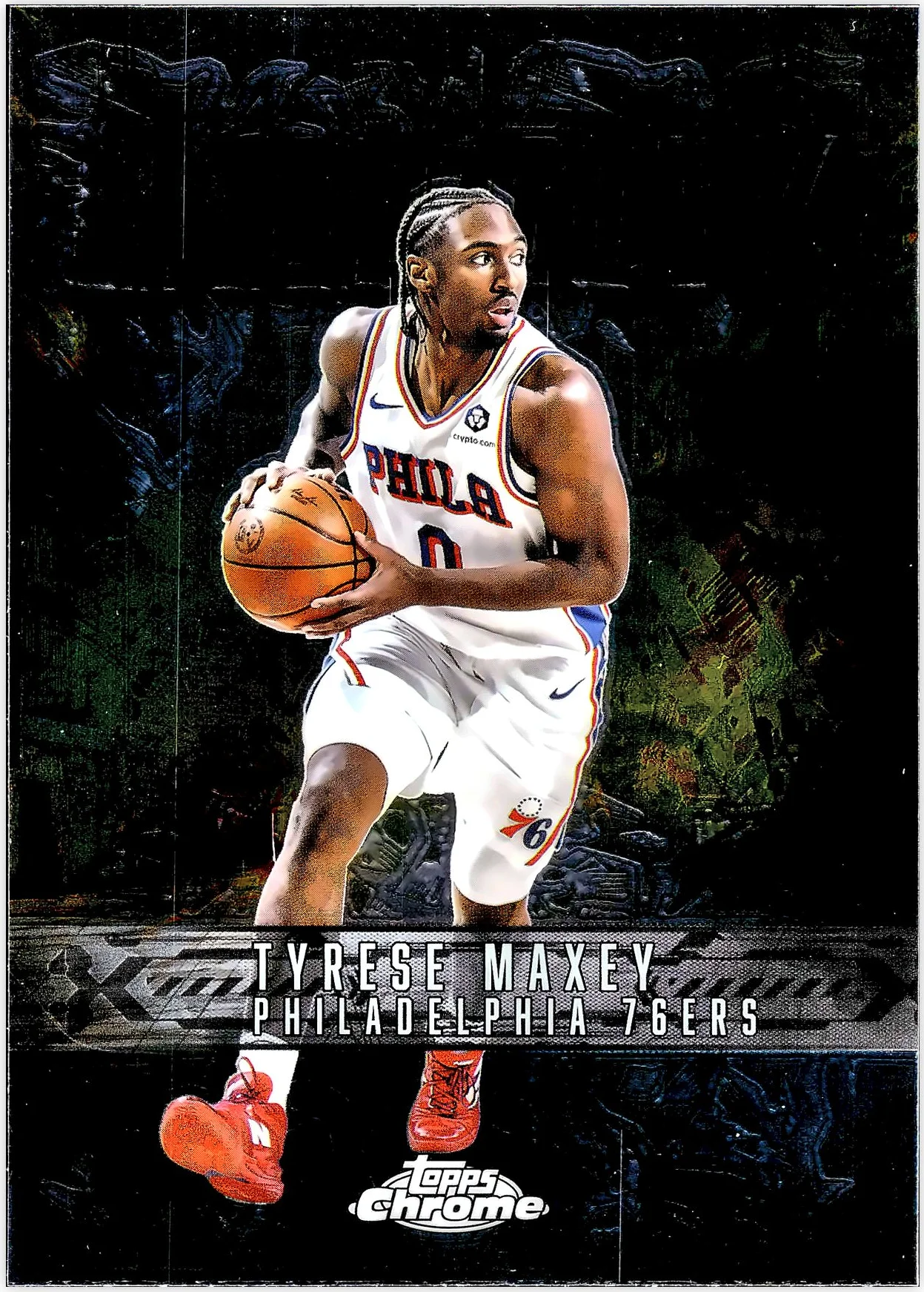 Tyrese Maxey 2025-26 Topps Chrome #BD-10 Ball of Duty basketball card - Front