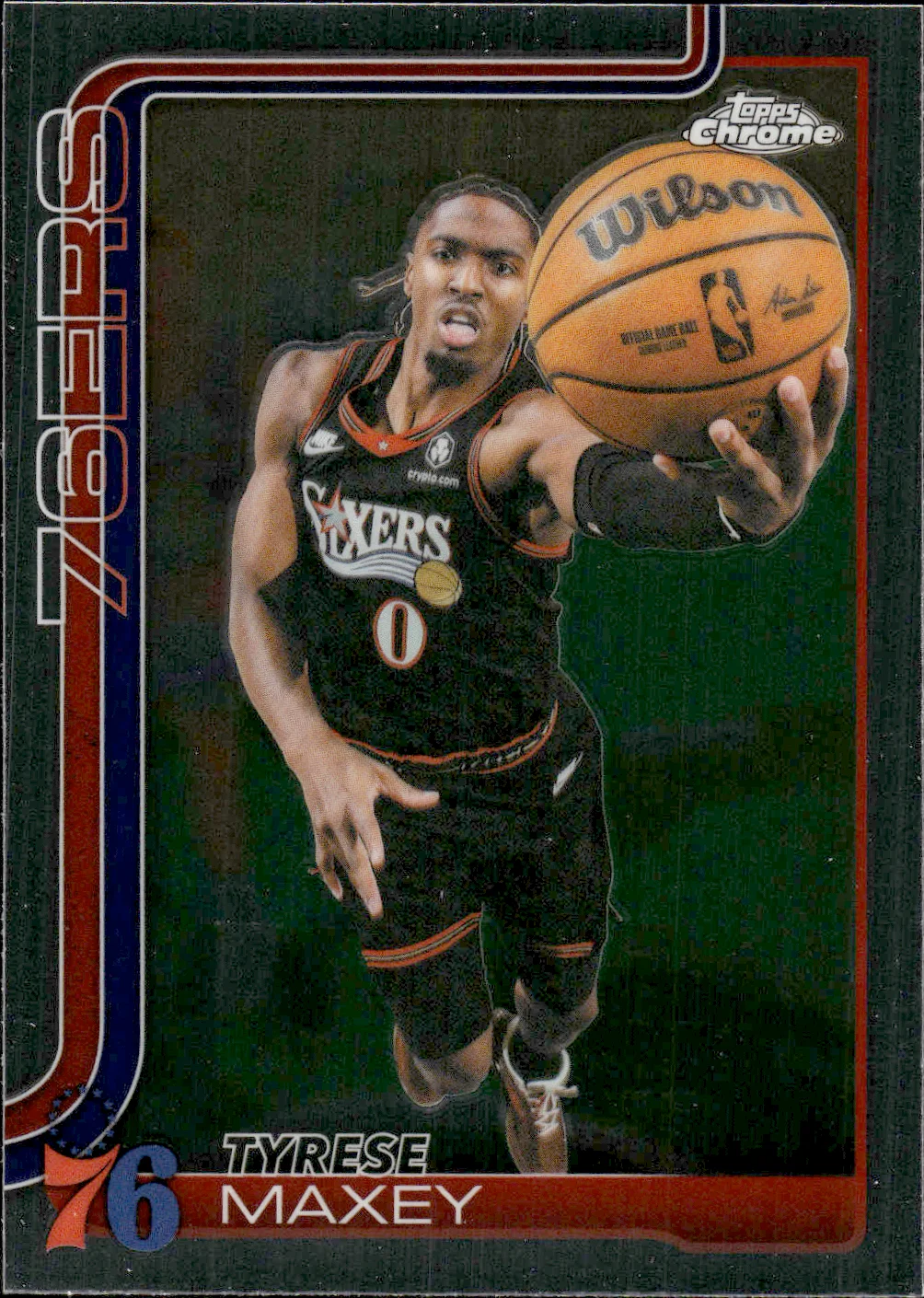 Tyrese Maxey #41 2025 Topps Chrome Update Basketball basketball card - Front