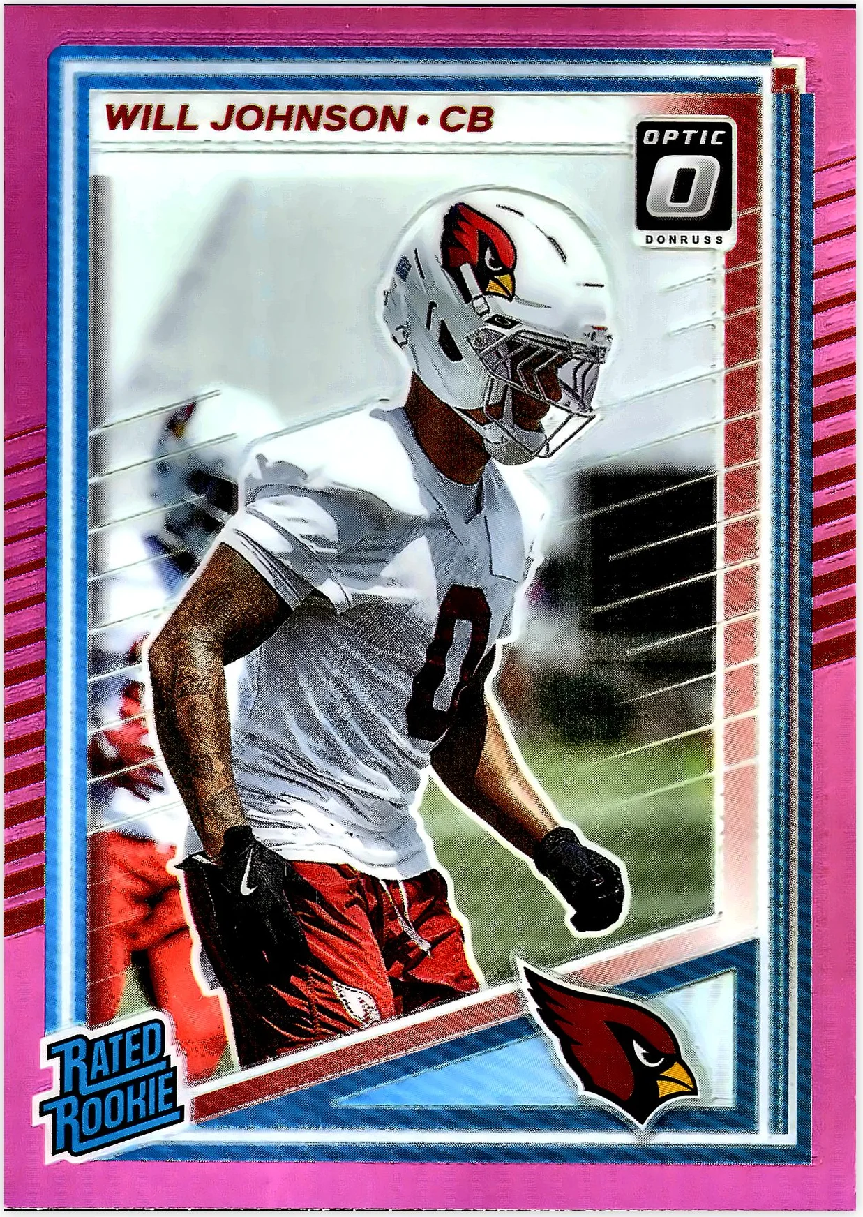 Will Johnson 2025 Donruss #396 Optic Rated Rookies Preview Pink football rookie card - Front