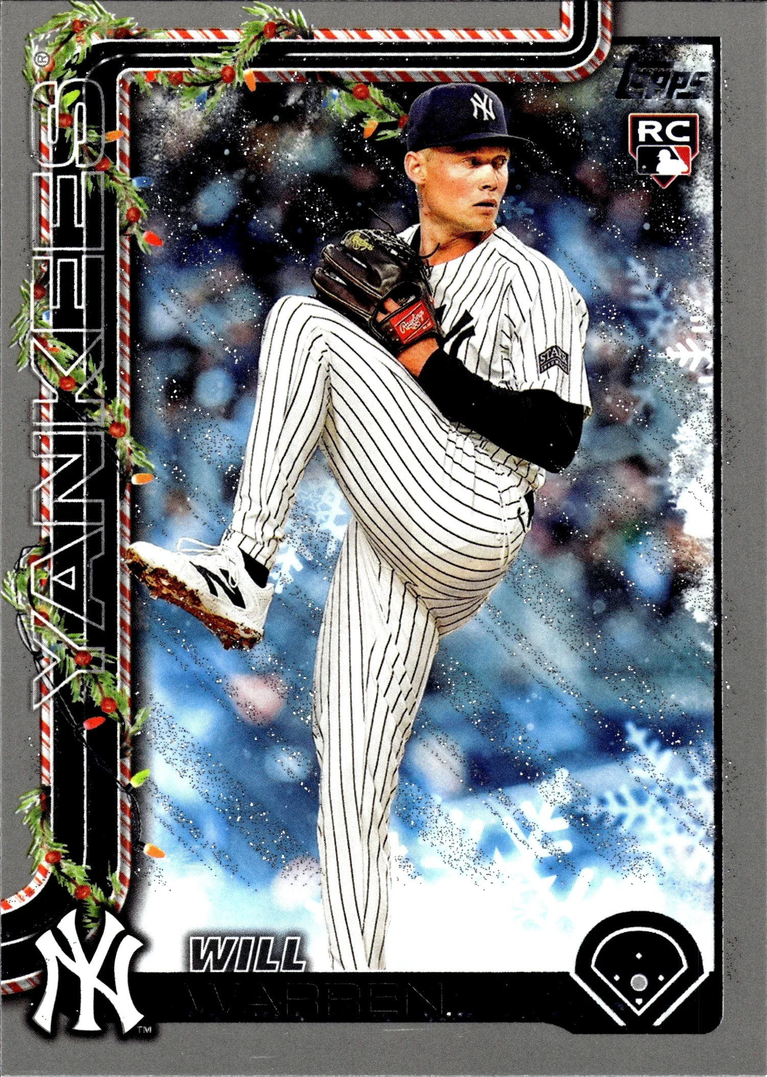 Will Warren 2025 Topps Holiday #H16 Silver Glitter Holiday baseball rookie card - Front