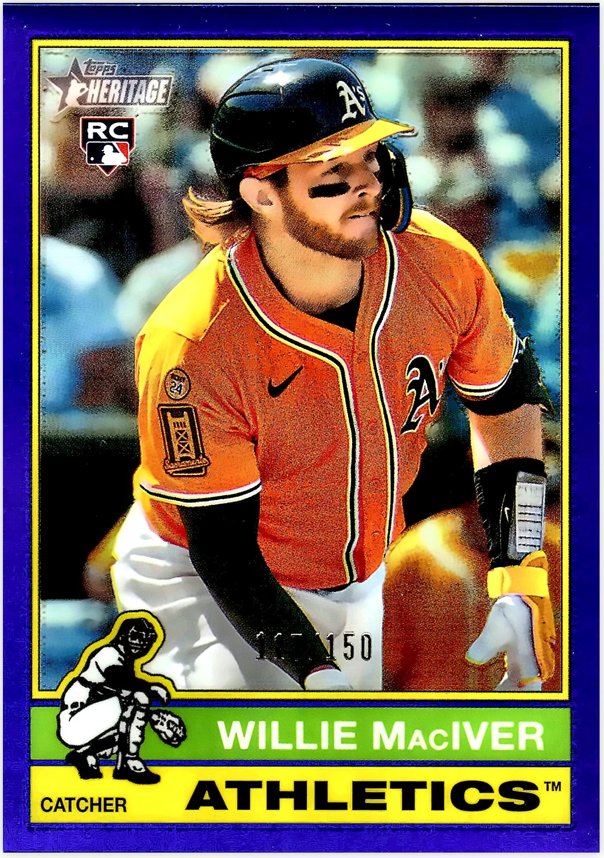 Willie MacIver 2025 Topps Heritage #533 Chrome Blue Refractor baseball rookie card - Front