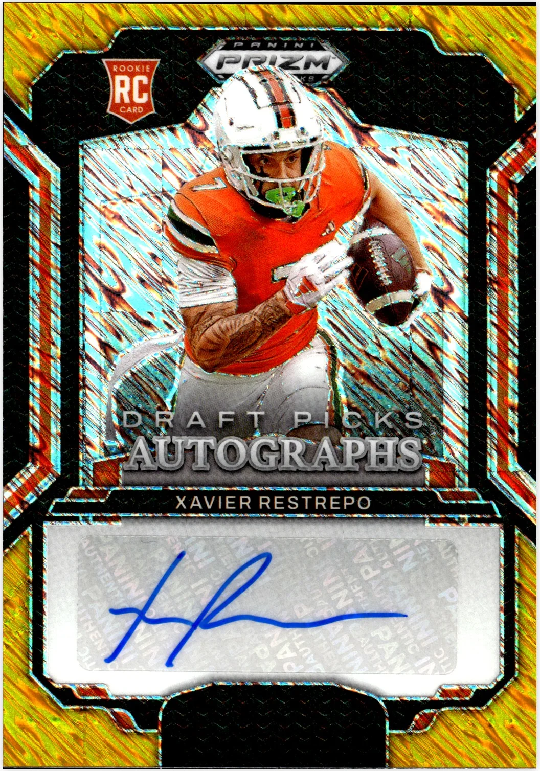 Xavier Restrepo 2025 Panini Prizm Draft Picks #DPA-XRO Draft Picks Autographs Gold Shimmer football card - Front