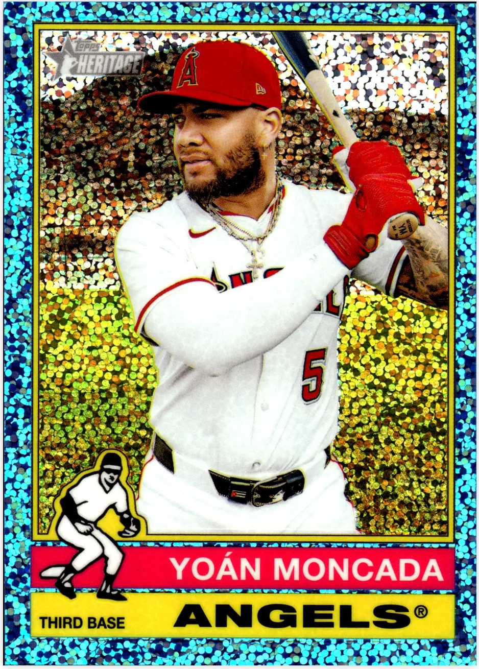 Yoán Moncada 2025 Topps Heritage #689 Chrome Light Blue Sparkle Refractor baseball card - Front