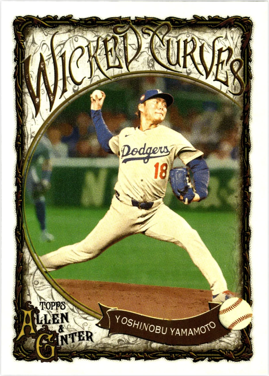 Yoshinobu Yamamoto 2025 Topps Allen & Ginter #WC-11 Wicked Curves baseball card - Front