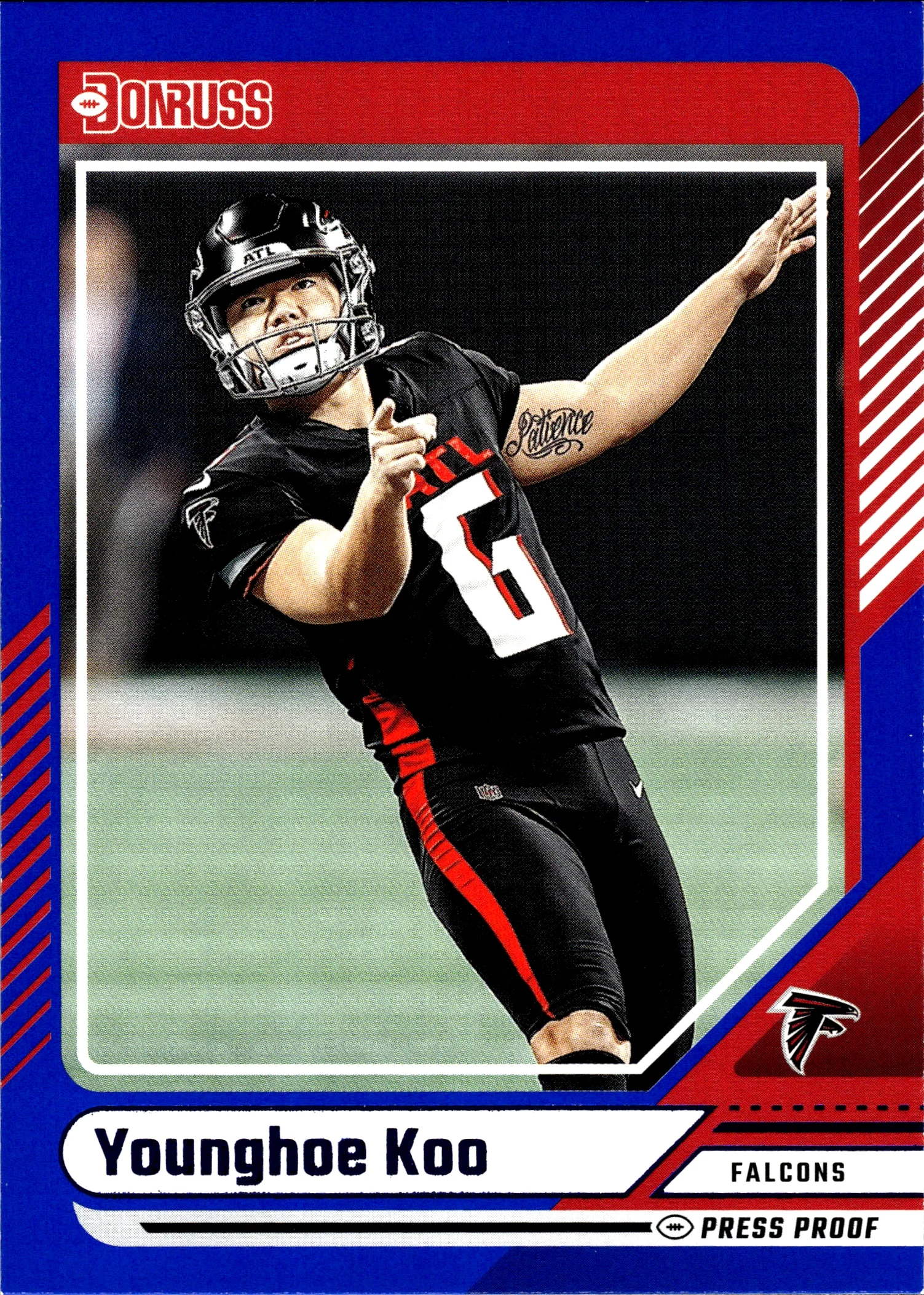 Younghoe Koo 2024 Donruss #206 Press Proof Blue football card - Front