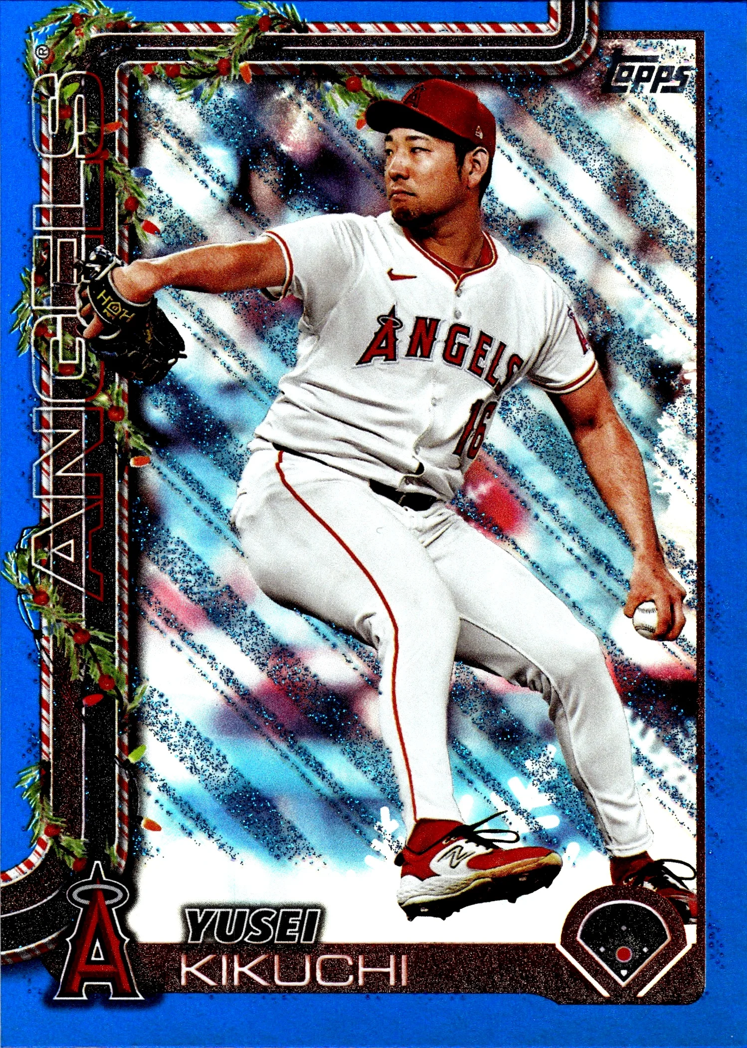 Yusei Kikuchi 2025 Topps Holiday #H59 Blue Metallic Glitter Holiday baseball card - Front