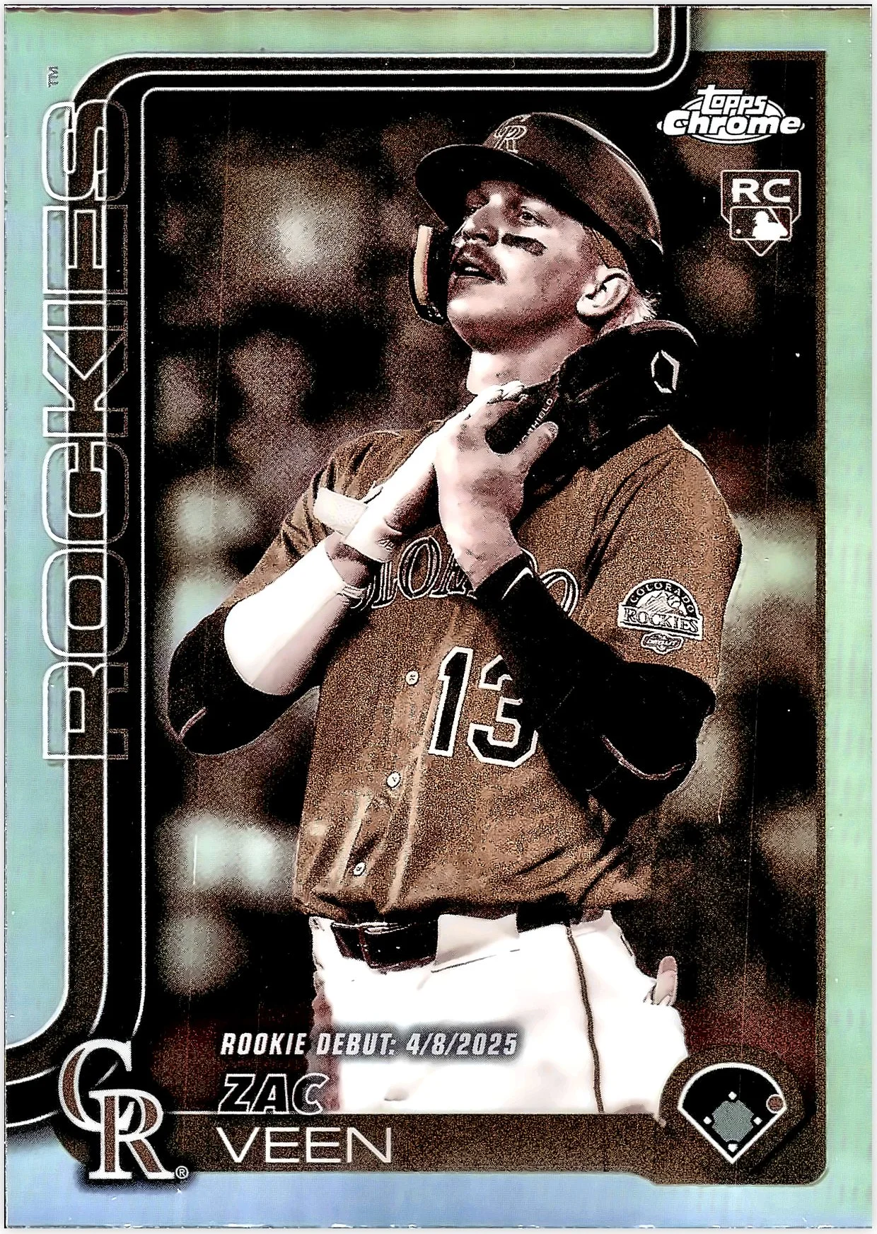 Zac Veen 2025 Topps Chrome Update #USC186 Sepia Refractors baseball rookie card - Front