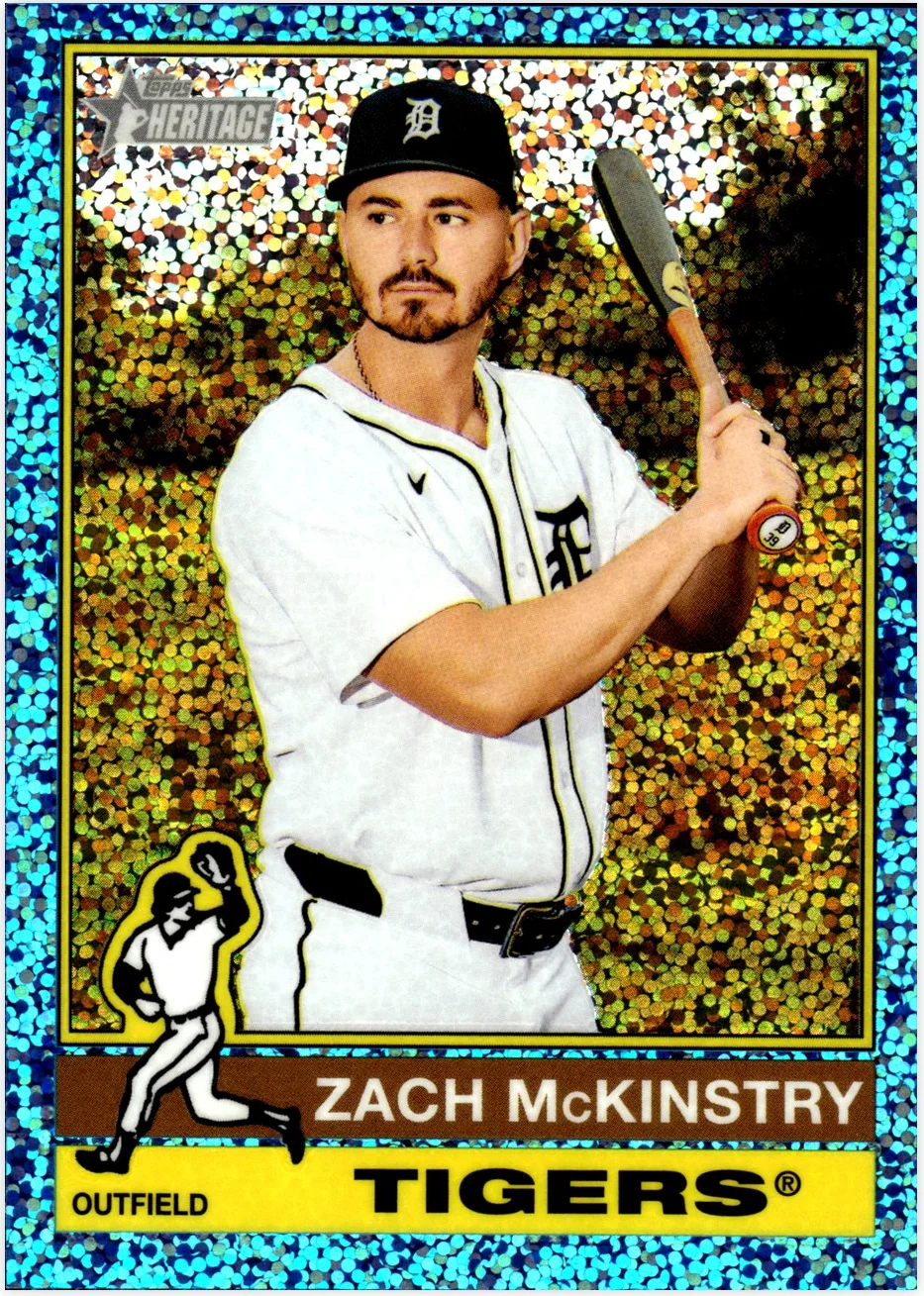 Zach McKinstry 2025 Topps Heritage #591 Chrome Light Blue Sparkle Refractor baseball card - Front