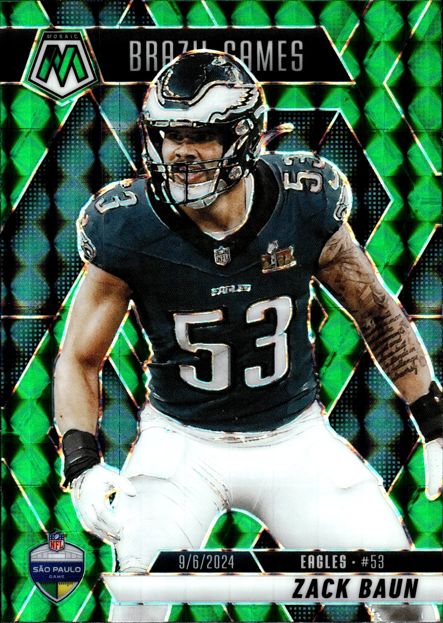 Zack Baun 2025 Panini Mosaic #268 Brazil Games football card - Front