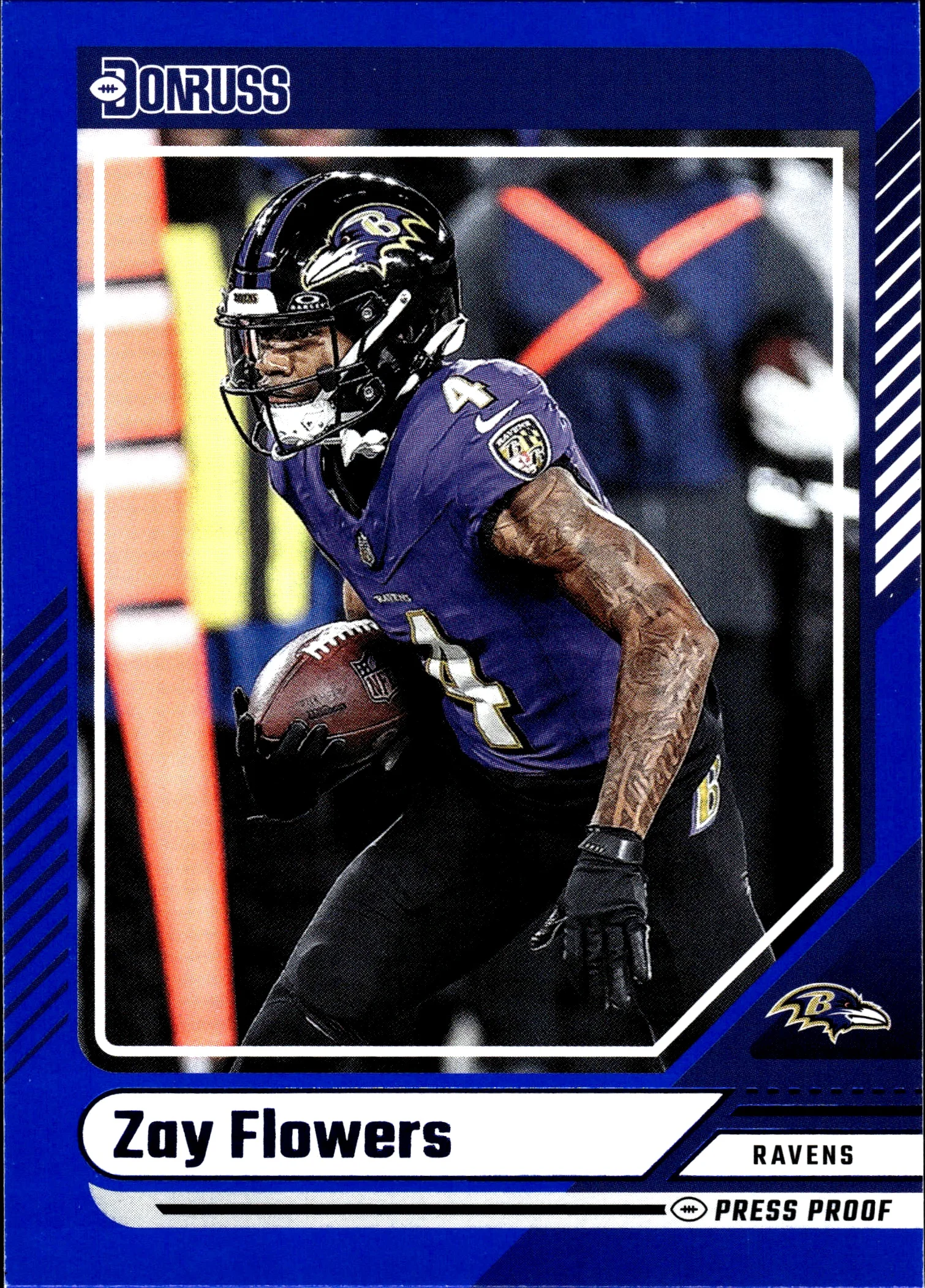 Zay Flowers 2024 Donruss #278 Press Proof Blue football card - Front