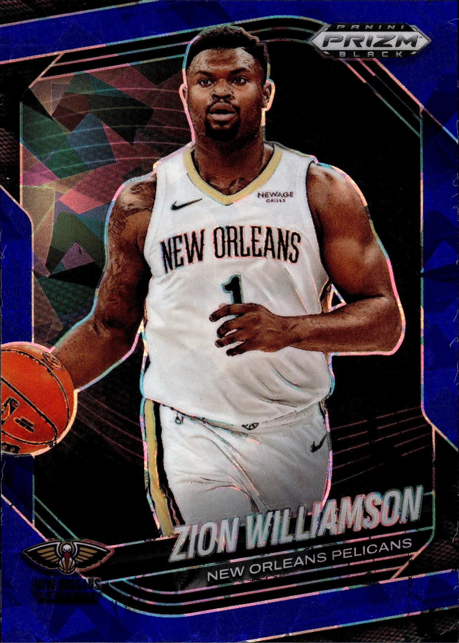 Zion Williamson 2024-25 Panini Prizm Black #136 Blue Ice basketball card - Front